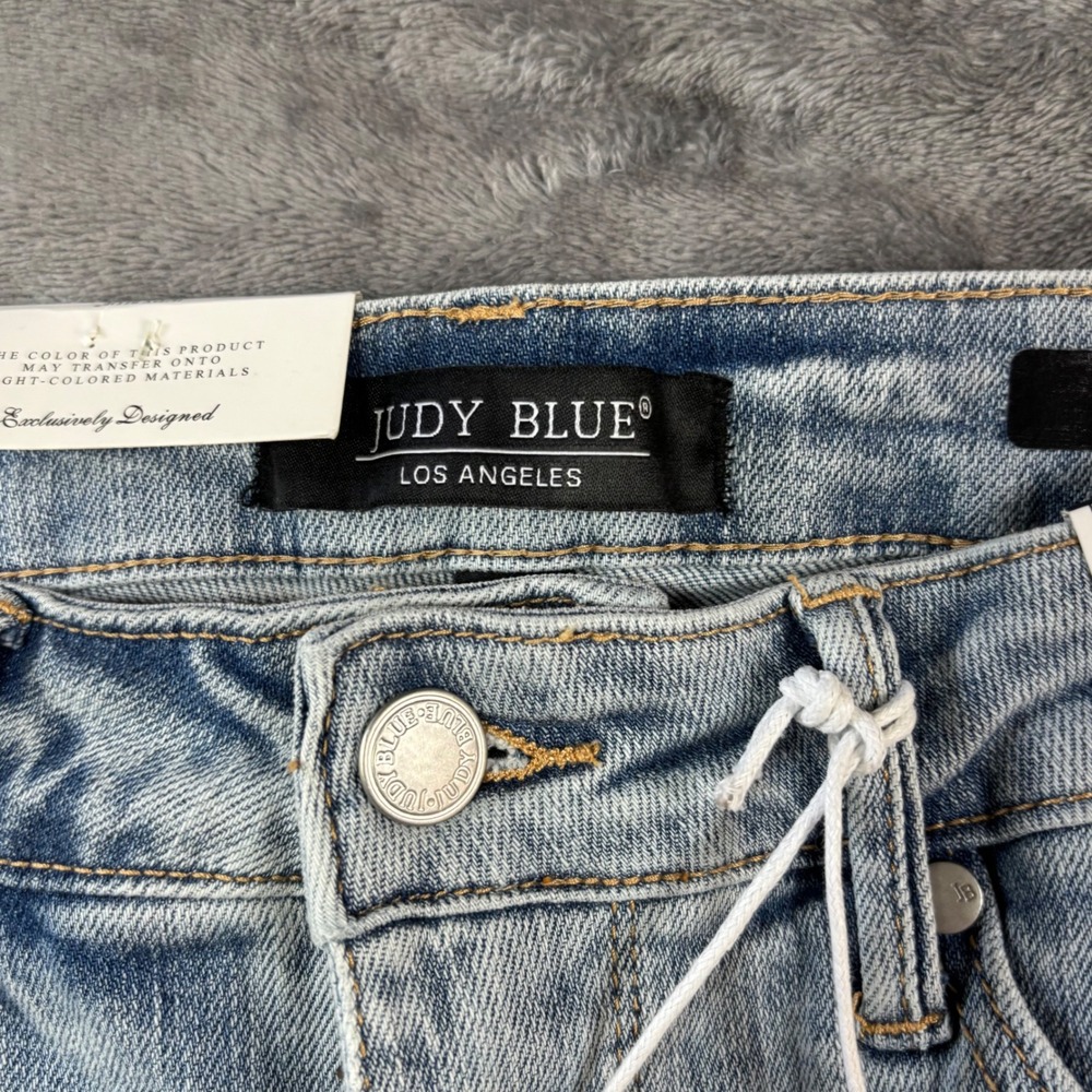 Judy Blue Mid Rise Skinny Jeans Light Blue Distressed Tummy Control 7/28 JB88191 - Picture 7 of 11